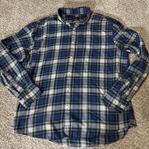 UNTUCKit Shirt Men's Large Blue Green Plaid Long Sleeve Casual Button-Down